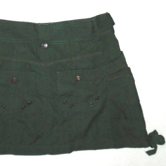 Vintage Rare Fashion 6 Pockets Belted Drawstring Bottom Edge Area Cargo Skirt - Picture 4 of 6